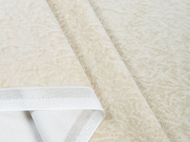 Light cream Colour Textured Velvet Flock Easy Clean Sofa, Chair and Curtain Fabric