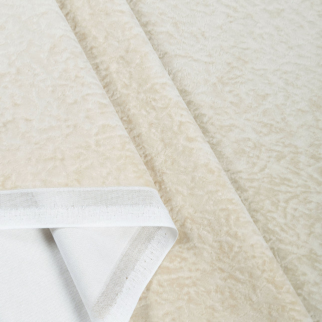 Light cream Colour Textured Velvet Flock Readymade Curtain