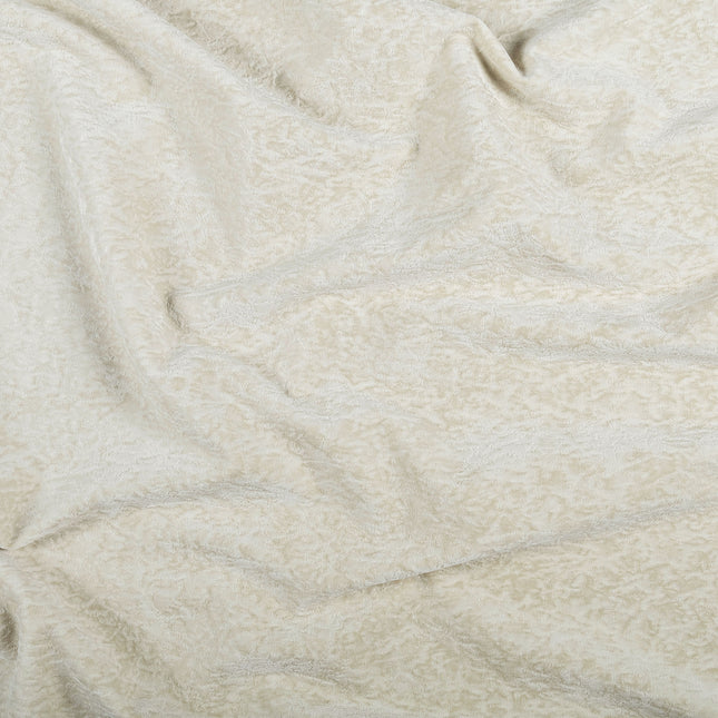 Light cream Colour Textured Velvet Flock Easy Clean Sofa, Chair and Curtain Fabric