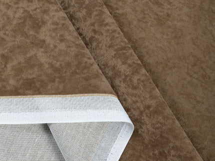 Cedar Brown Colour Textured Velvet Flock Readymade Curtain