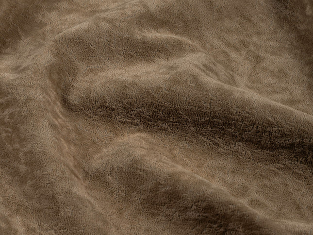 Cedar Brown Colour Textured Velvet Flock Easy Clean Sofa, Chair and Curtain Fabric