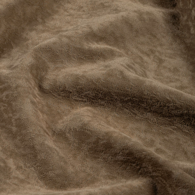 Cedar Brown Colour Textured Velvet Flock Easy Clean Sofa, Chair and Curtain Fabric