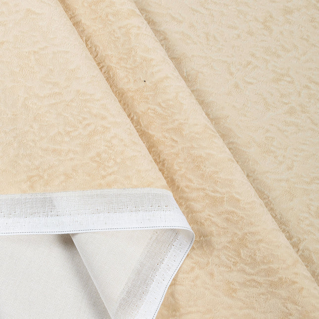 Light Camel Yellow Colour Textured Velvet Flock Easy Clean Sofa, Chair and Curtain Fabric