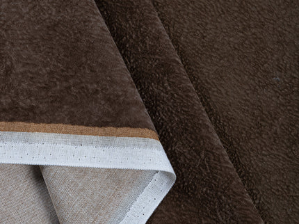 Dark Brown colour Colour Textured Velvet Flock Readymade Curtain