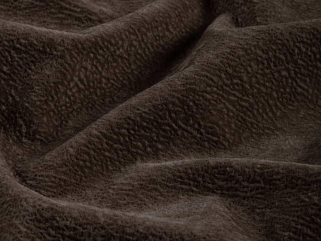 Dark Brown colour Colour Textured Velvet Flock Easy Clean Sofa, Chair and Curtain Fabric