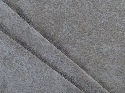 Beige Grey Colour Textured Velvet Flock Easy Clean Sofa, Chair and Curtain Fabric