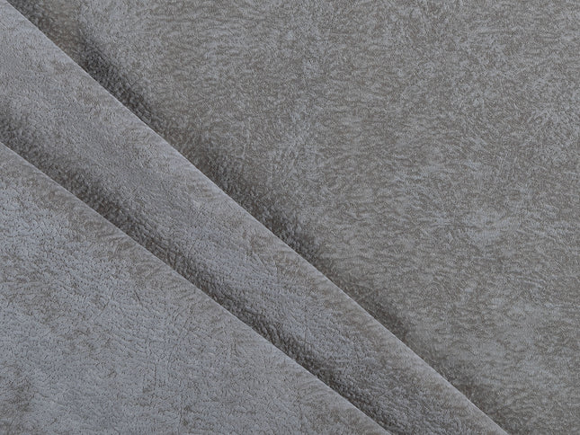 Beige Grey Colour Textured Velvet Flock Easy Clean Sofa, Chair and Curtain Fabric