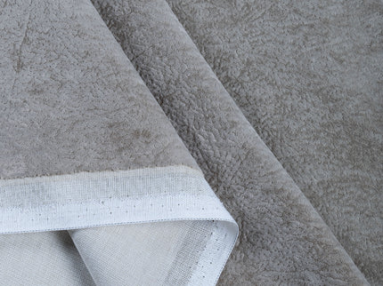 Beige Grey Colour Textured Velvet Flock Readymade Curtain