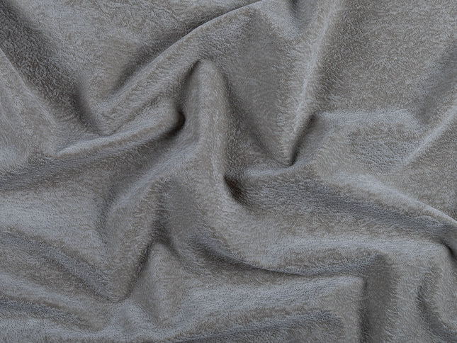 Beige Grey Colour Textured Velvet Flock Easy Clean Sofa, Chair and Curtain Fabric