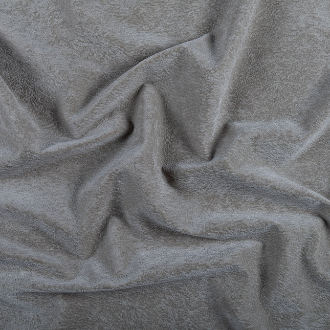 Beige Grey Colour Textured Velvet Flock Easy Clean Sofa, Chair and Curtain Fabric