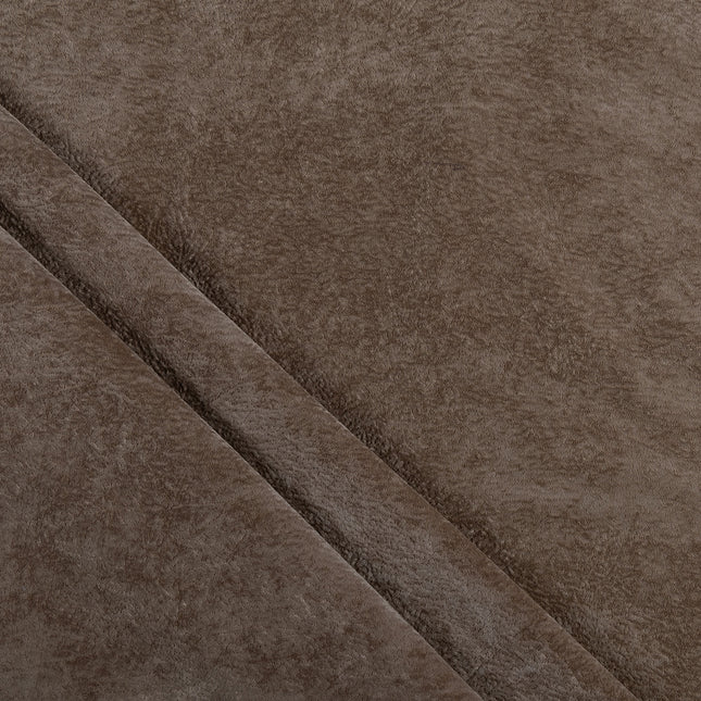 Brown Colour Textured Velvet Flock Readymade Curtain