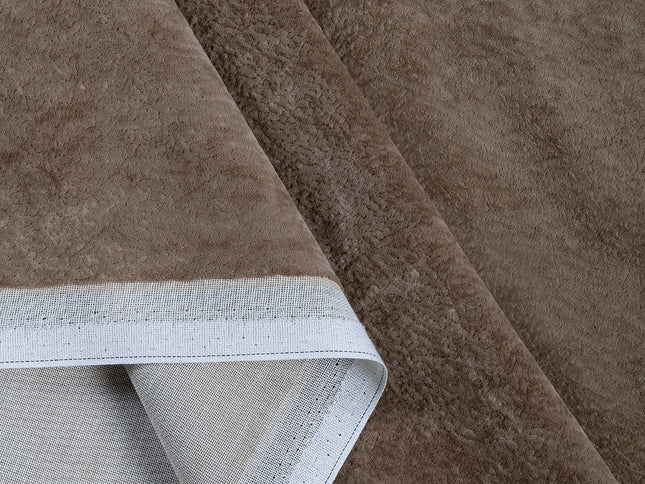Brown Colour Textured Velvet Flock Easy Clean Sofa, Chair and Curtain Fabric