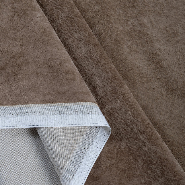 Brown Colour Textured Velvet Flock Readymade Curtain