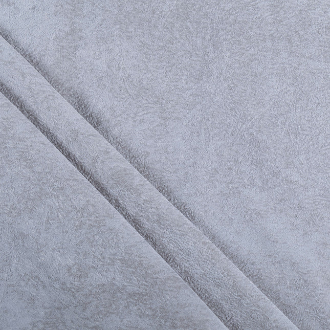 Silver Grey Colour Textured Velvet Flock Easy Clean Sofa, Chair and Curtain Fabric