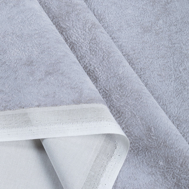 Silver Grey Colour Textured Velvet Flock Readymade Curtain