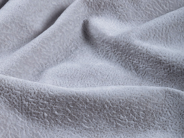 Silver Grey Colour Textured Velvet Flock Easy Clean Sofa, Chair and Curtain Fabric