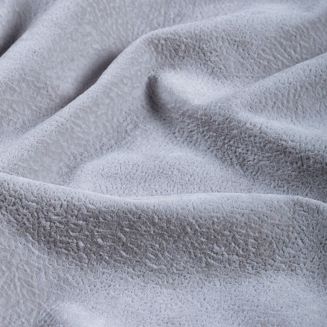 Silver Grey Colour Textured Velvet Flock Easy Clean Sofa, Chair and Curtain Fabric