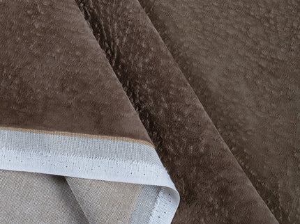 Dark Brown Colour Textured Velvet Readymade Curtain