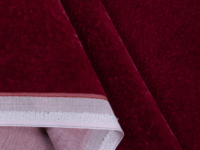 Maroon Colour Textured Velvet Flock Easy Clean Sofa, Chair and Curtain Fabric