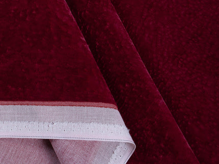 Maroon Colour Textured Velvet Readymade Curtain