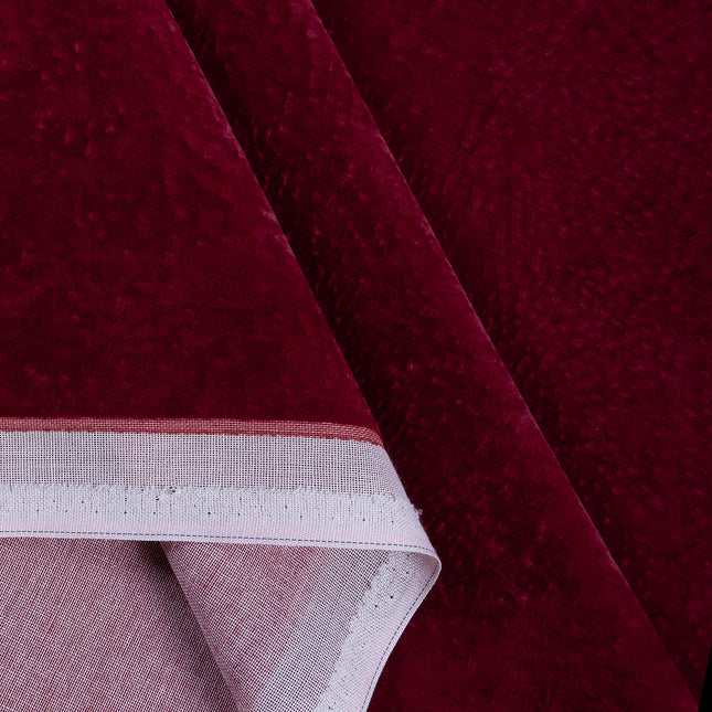 Maroon Colour Textured Velvet Readymade Curtain