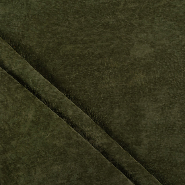 Olive Green Colour Textued Velvet Flock Easy Clean Sofa, Chair and Curtain Fabric
