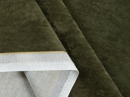 Olive Green Colour Textued Velvet Flock Easy Clean Sofa, Chair and Curtain Fabric