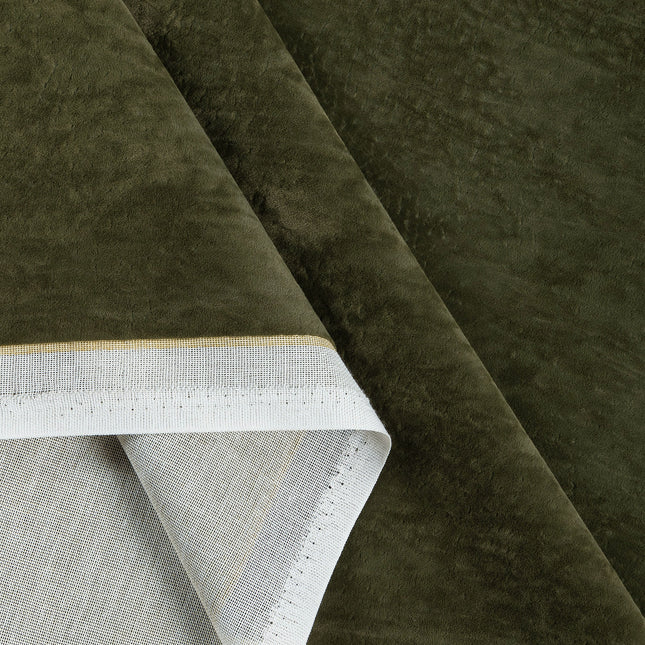Olive Green Colour Textued Velvet Flock Easy Clean Sofa, Chair and Curtain Fabric