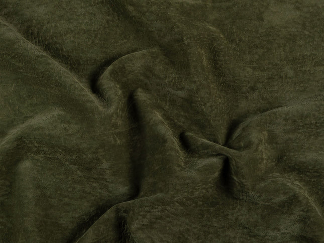 Olive Green Colour Textured Velvet Flock Easy Clean Sofa, Chair and Curtain Fabric