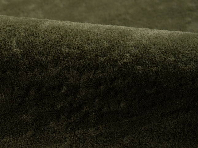 Olive Green Colour Textured Velvet Flock Easy Clean Sofa, Chair and Curtain Fabric