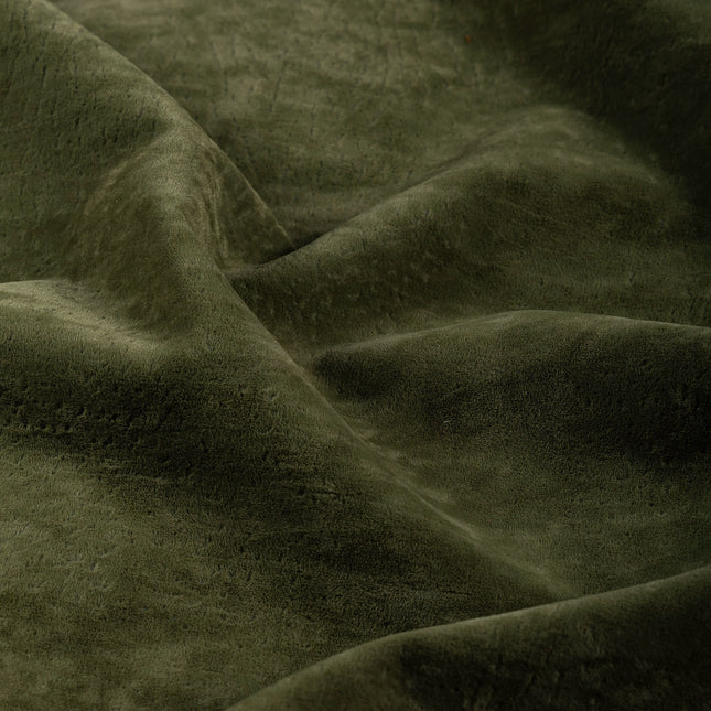 Olive Green Colour Textued Velvet Flock Easy Clean Sofa, Chair and Curtain Fabric