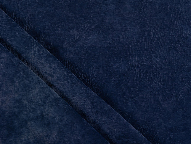 Royal Navy Blue Colour Textured Velvet Flock Easy Clean Sofa, Chair and Curtain Fabric