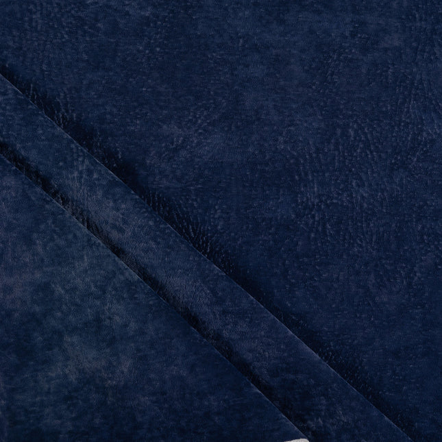 Royal Navy Blue Colour Textued Velvet Flock Easy Clean Sofa, Chair and Curtain Fabric