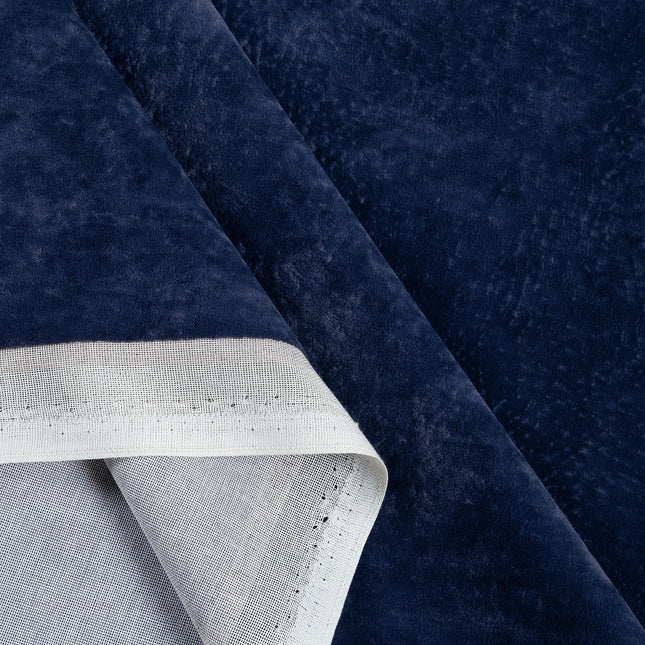 Royal Navy Blue Colour Textued Velvet Flock Easy Clean Sofa, Chair and Curtain Fabric