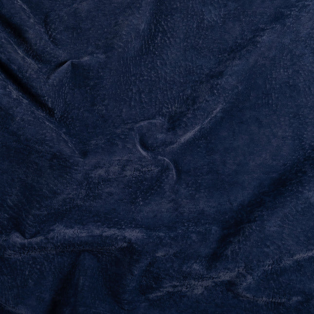 Royal Navy Blue Colour Textued Velvet Flock Easy Clean Sofa, Chair and Curtain Fabric