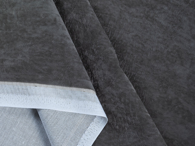 Dark Ash Brown Colour Textued Velvet Flock Easy Clean Sofa, Chair and Curtain Fabric