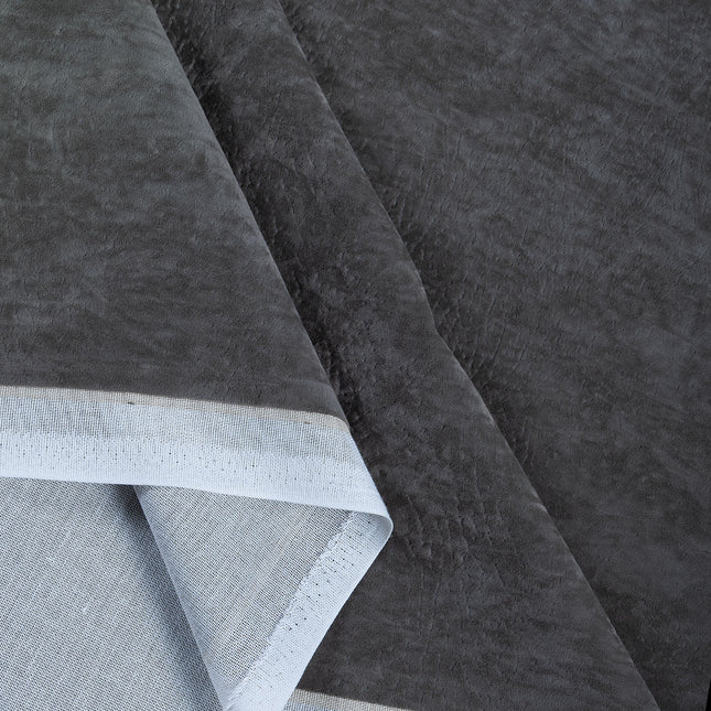 Dark Ash Brown Colour Textured Velvet Readymade Curtain