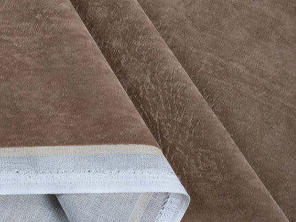 Medium Brown Colour Textued Velvet Flock Easy Clean Sofa, Chair and Curtain Fabric