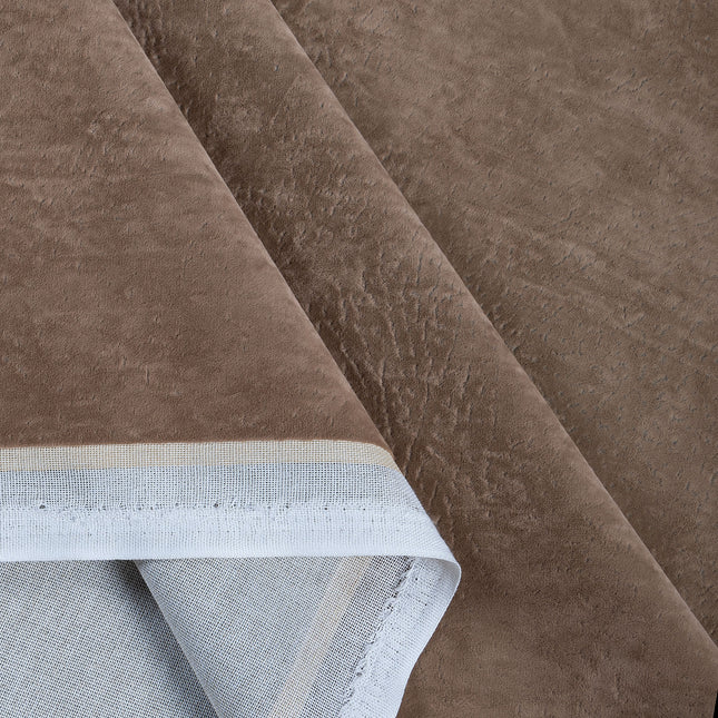 Medium Brown Colour Textued Velvet Flock Easy Clean Sofa, Chair and Curtain Fabric
