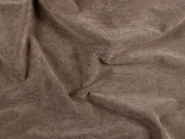 Medium Brown Colour Textured Velvet Flock Easy Clean Sofa, Chair and Curtain Fabric