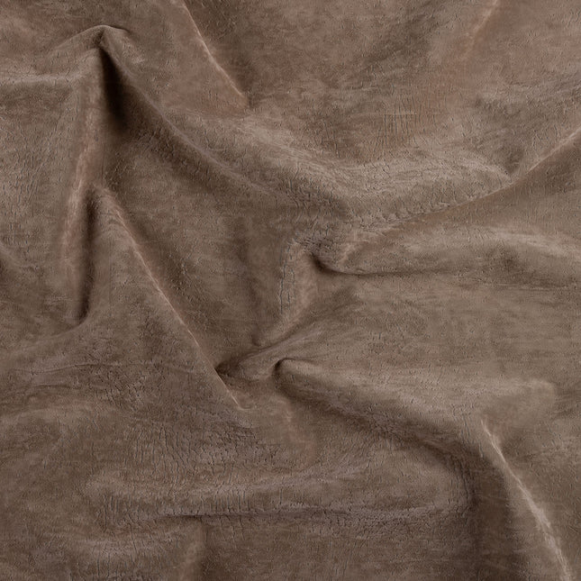 Medium Brown Colour Textued Velvet Flock Easy Clean Sofa, Chair and Curtain Fabric