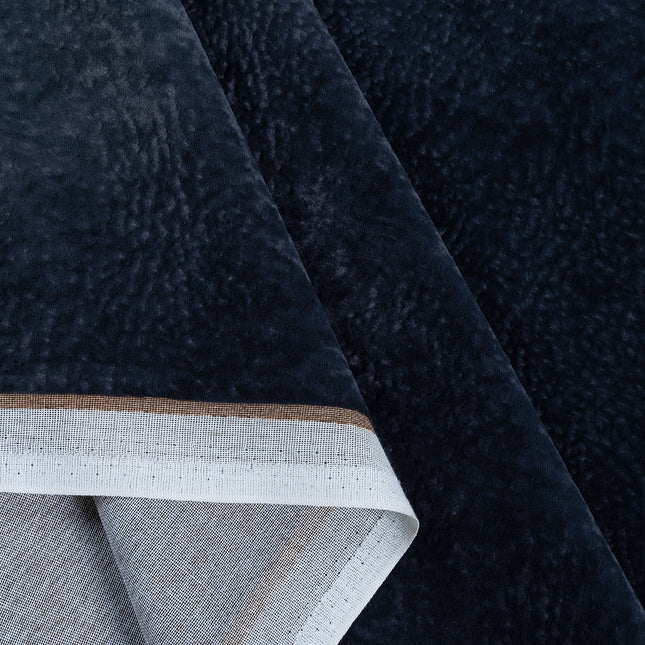 Charcoal Black Colour Textured Velvet Flock Readymade Curtain