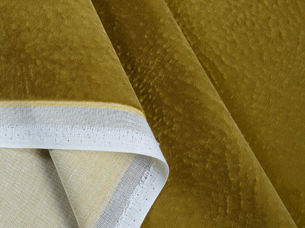 Dark Yellow Colour Textured Velvet Flock Readymade Curtain