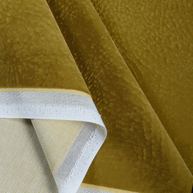 Dark Yellow Colour Textured Velvet Flock Readymade Curtain