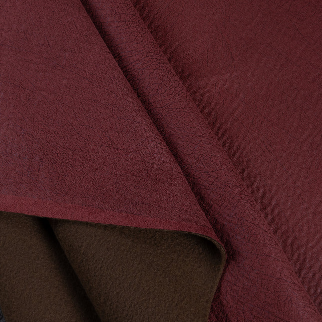 Burgundy Colour Leather like Textured Suede Sofa and Chair Fabric