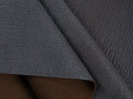 Charcoal Grey Colour Leather like Textured Suede Sofa and Chair Fabric