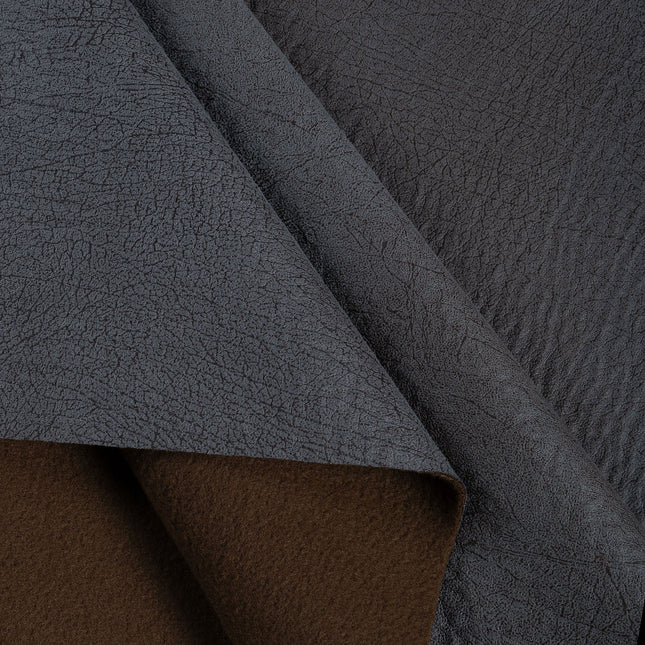 Charcoal Grey Colour Leather like Textured Suede Sofa and Chair Fabric