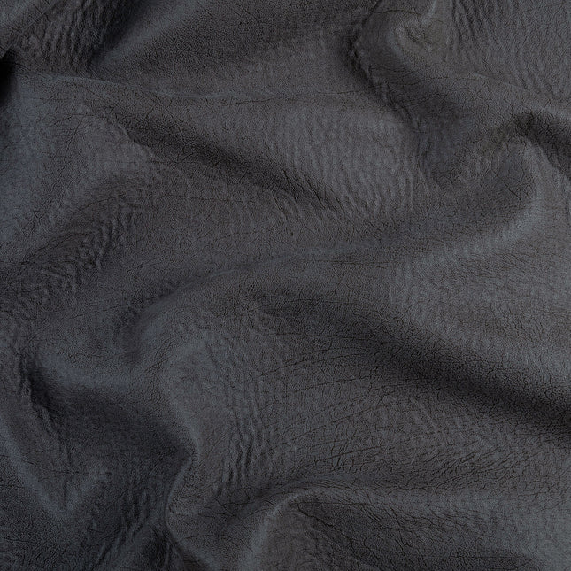 Charcoal Grey Colour Leather like Textured Suede Sofa and Chair Fabric