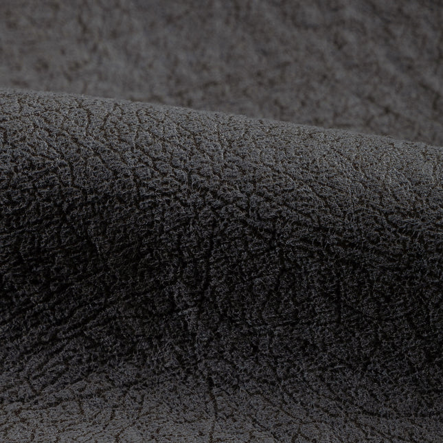 Charcoal Grey Colour Leather like Textured Suede Sofa and Chair Fabric