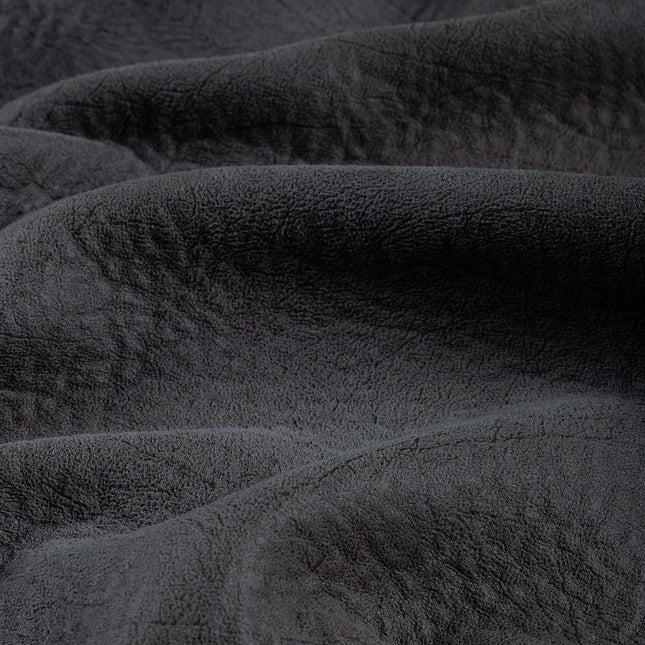 Charcoal Grey Colour Leather like Textured Suede Sofa and Chair Fabric
